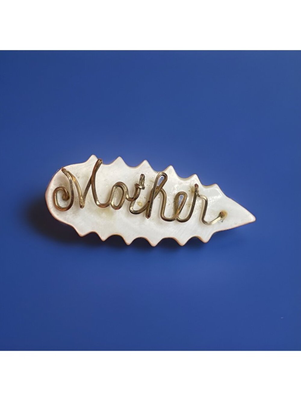 Vintage Mother Brooch Wire Mother of Pearl MOP Cursive Pin